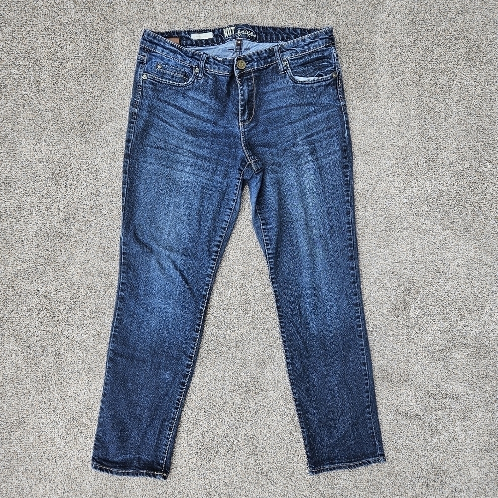 Kut from the Kloth Catherine Boyfriend Jeans Straight Leg Stretch Denim Size 14